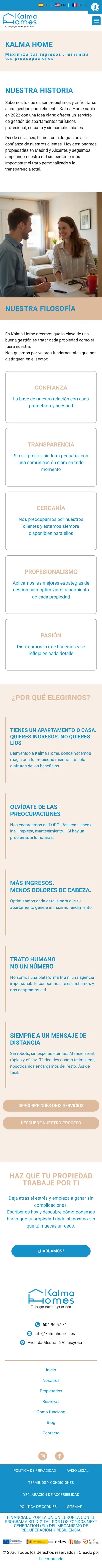 Kalma Homes · Nosotros · Móvil