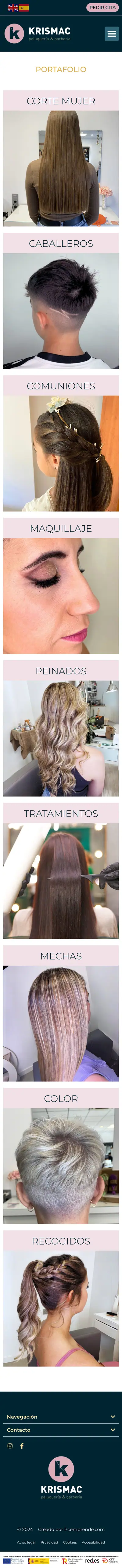 Krismac Peluquería · Portafolio · Móvil