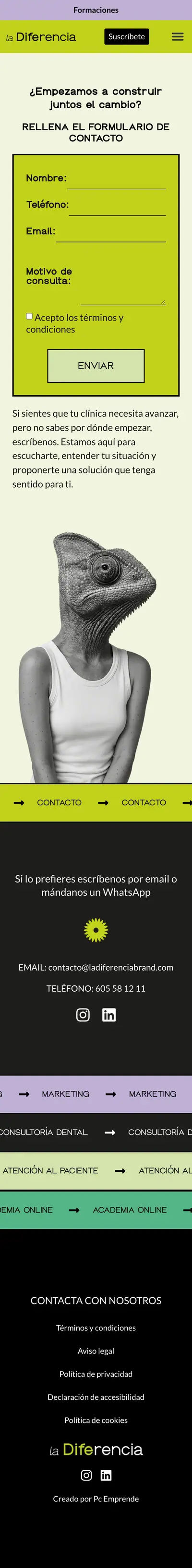 La Diferencia Brand · Contacto · Móvil