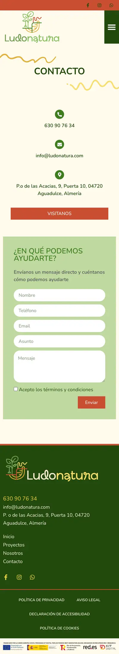 Ludonatura · Contacto · Móvil