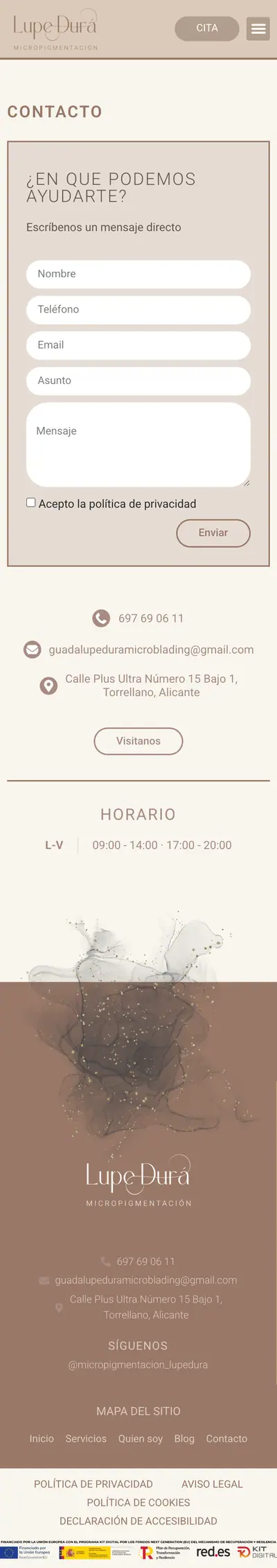 Lupe Durá · Contacto · Móvil