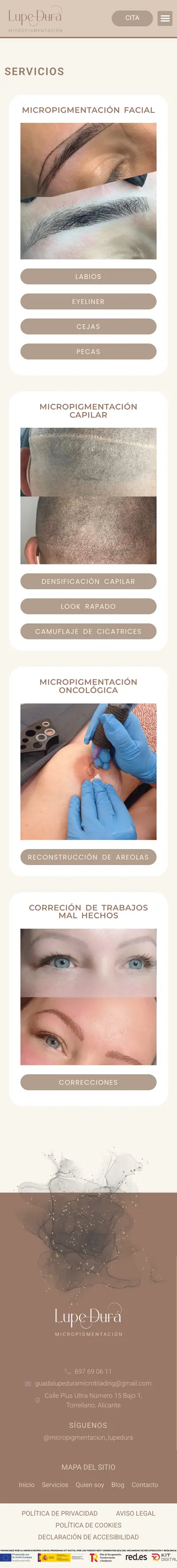 Lupe Durá · Servicios · Móvil