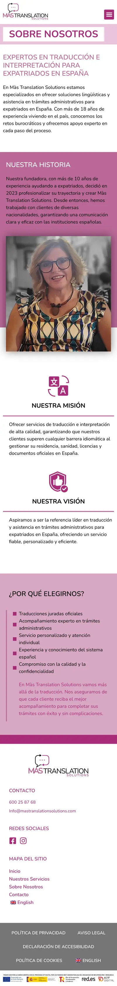 Màs Translation Solutions · Sobre Nosotros · Móvil