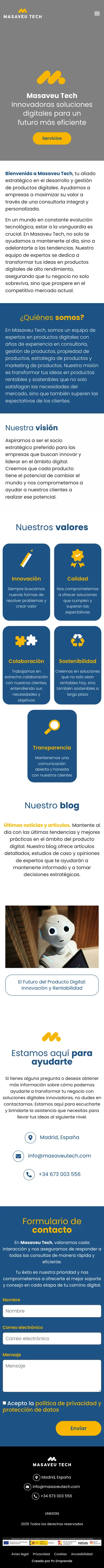 Masaveu Tech · Inicio en el móvil