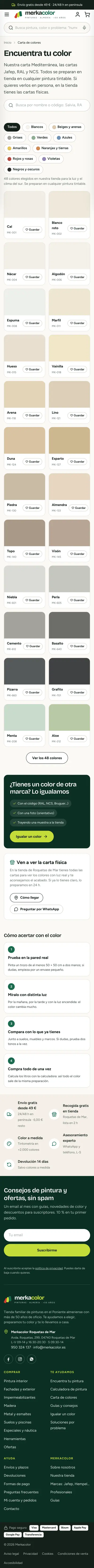 Merkacolor · Carta de colores · Móvil