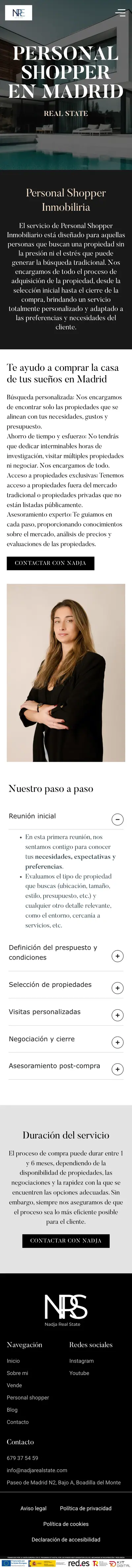 Nadja Real State · Comprar propiedad · Móvil