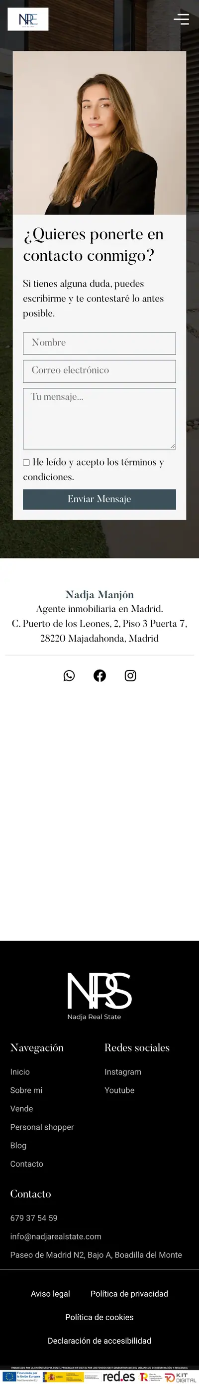 Nadja Real State · Valora tu vivienda · Móvil