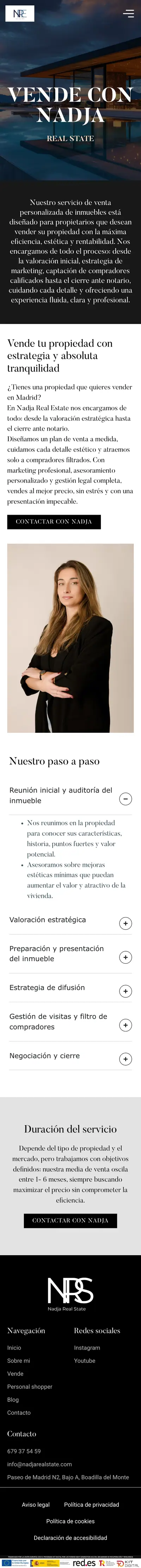 Nadja Real State · Vender propiedad · Móvil