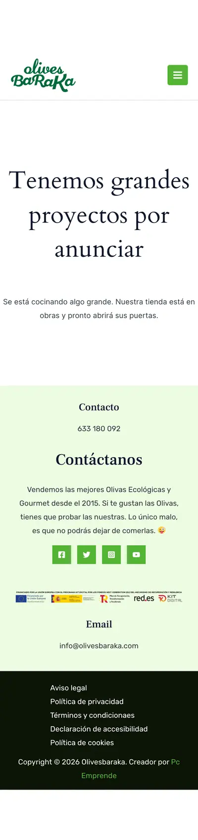 Olives Baraka · Tienda · Móvil