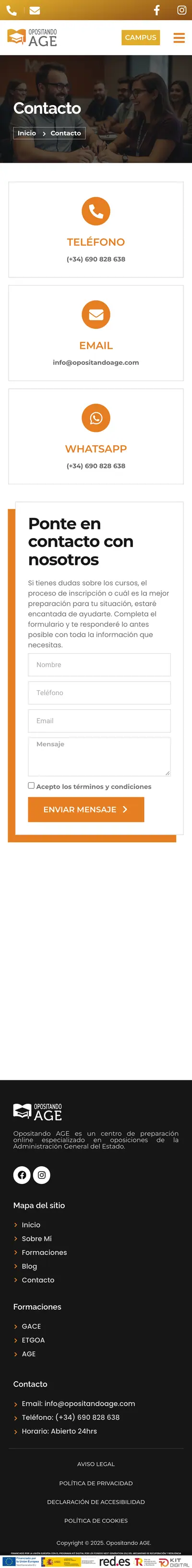 Opositando AGE · Contacto · Móvil