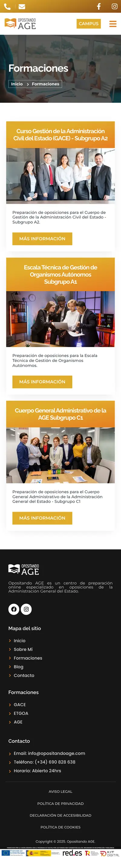 Opositando AGE · Formaciones · Móvil