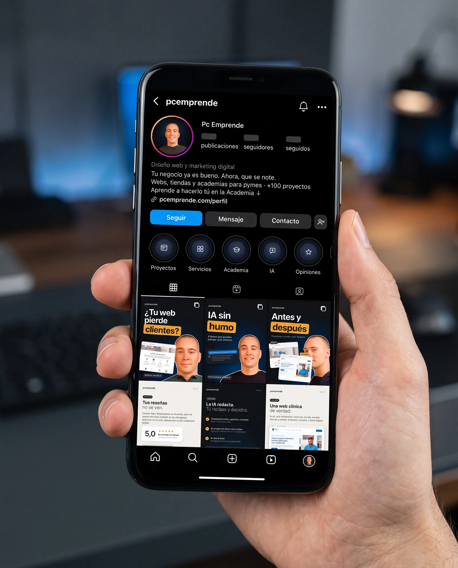 Pc Emprende · Instagram en el móvil