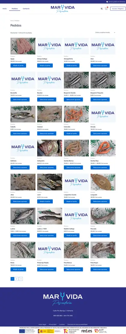 Pescadería Mar y Vida · Pedidos