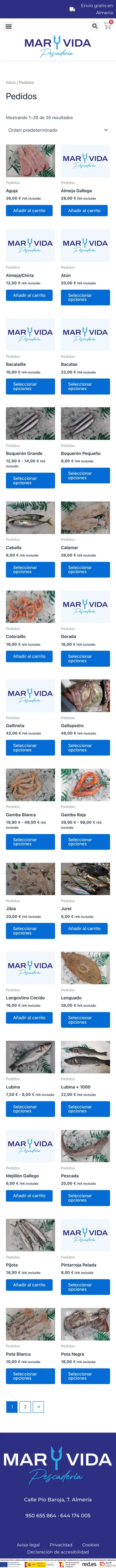 Pescadería Mar y Vida · Pedidos · Móvil
