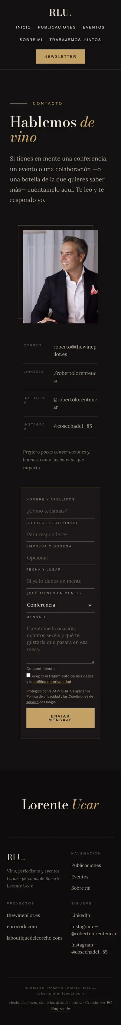 Roberto Lorente Ucar · Contacto · Móvil