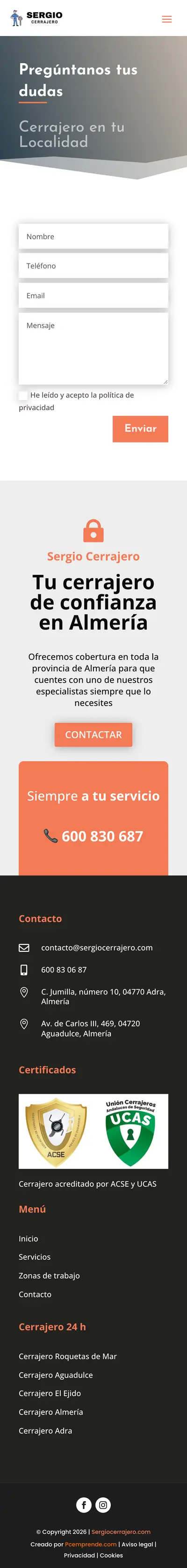Sergio Cerrajero · Contacto · Móvil