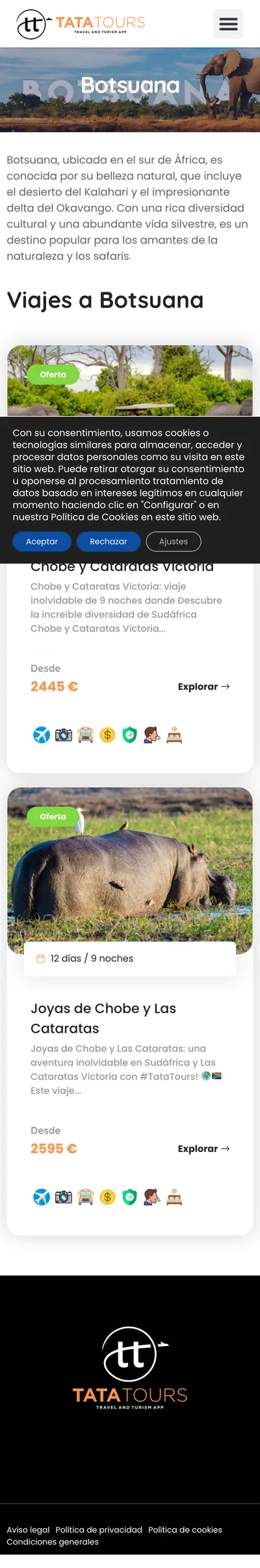 Tata Tours · Botsuana · Móvil