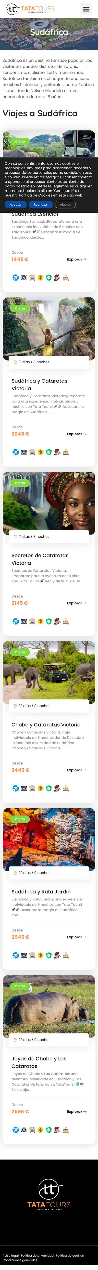 Tata Tours · Sudafrica · Móvil