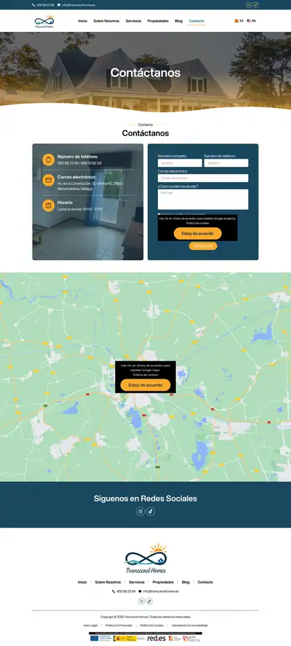 Transcend Homes · Contacto