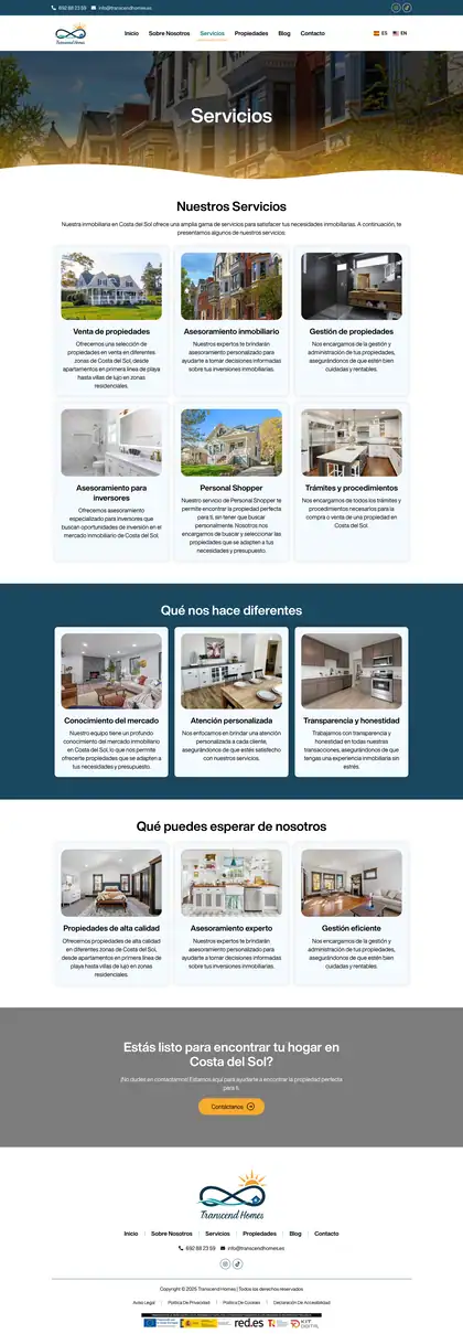 Transcend Homes · Servicios