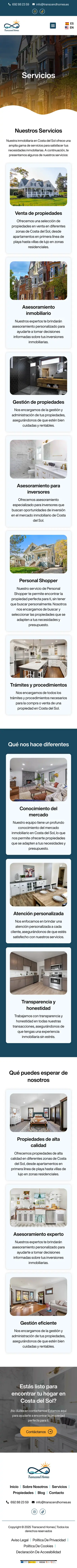 Transcend Homes · Servicios · Móvil