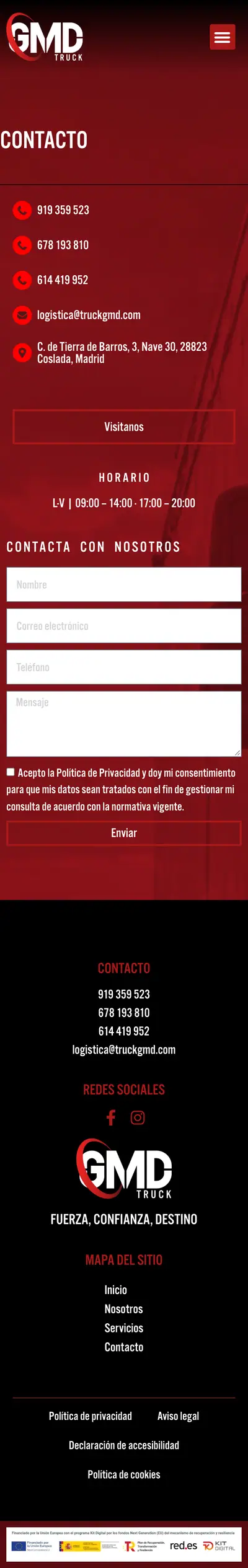 Truck GMD · Contacto · Móvil