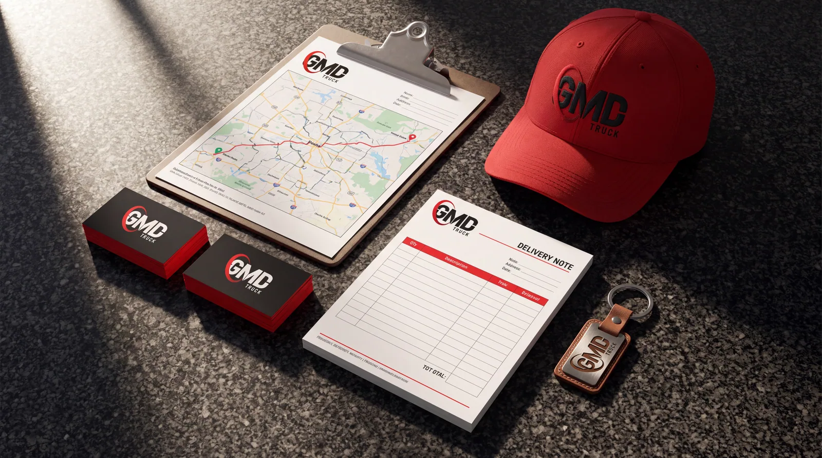 Truck GMD · Papelería y gorra