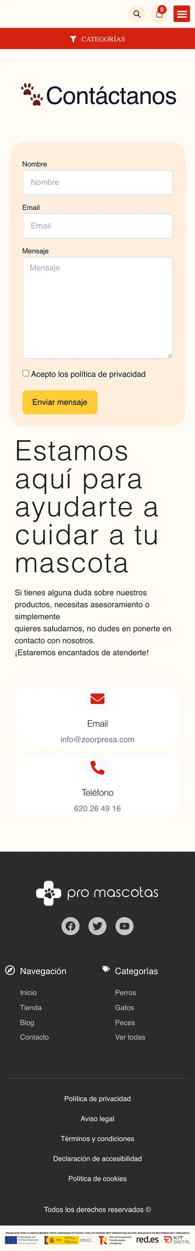 Zoorpresa · Contacto · Móvil
